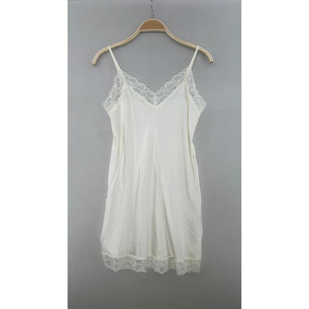 Ivory Satin Lace Slip Dress Romantic Bridal Coquette Lingerie